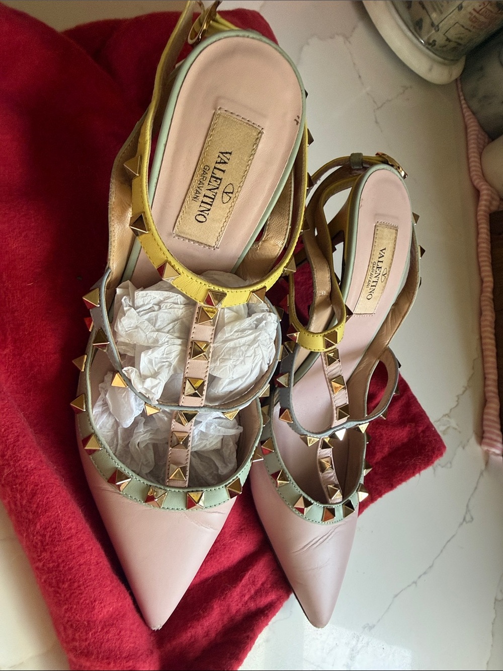 Valentino color block heels 38.5 size multi color